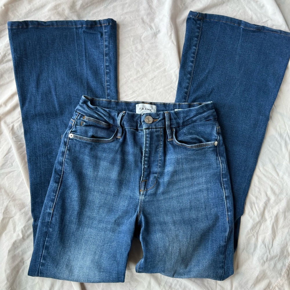 Frame Le Easy Flare Denim Dark Blue Jeans